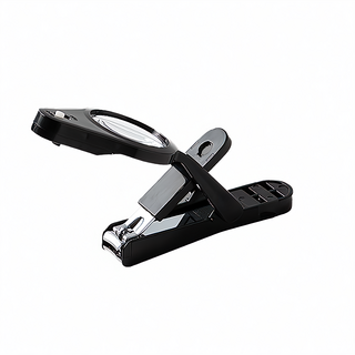 上手家居 放大鏡指甲剪 帶LED燈 2.5倍放大 碳鋼材質 含銼刀, 黑色, 1支