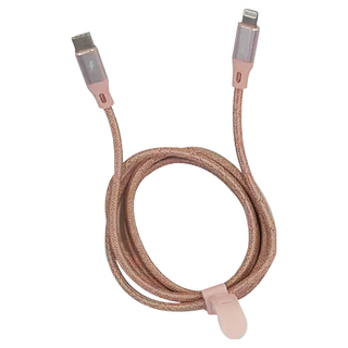 PX 大通 USB-C to Lightning 快速充電傳輸線, MFi認證, C94充電晶片, 鋁合金接頭, 高強度編織包覆, 適用於iOS設備, 100cm, 玫瑰粉, 1條