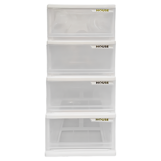 HOUSE 好室喵 4層收納櫃 PP聚丙烯材質 容量76公升, 31cm, 純白色, 4個