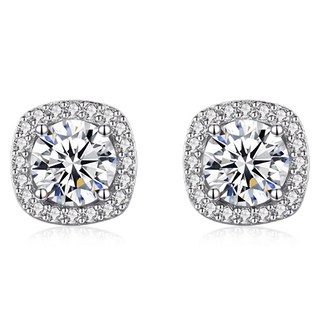 Enclair 女性鋯石方形圓形鑽石耳環