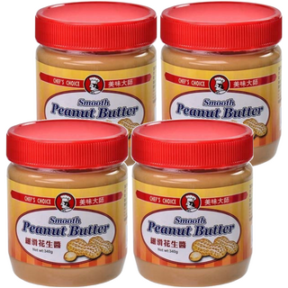 CHEF'S CHOICE 美味大師 細滑花生醬 340g 花生香濃 真材實料 口感綿密 濃郁 香滑 全素可食, 4罐