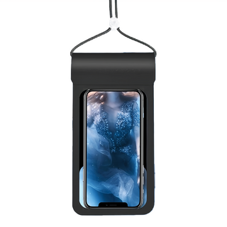 FANCYLIFE 多重防護防水手機袋 特大雙透款, 透膜防水 操作流暢, 深潛隔水 安全可靠, 可調繩帶, 黑色, 1個