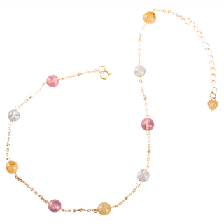 RADIANT STAR 璀璨之星 幸福的環繞 雙層手鍊 SL814 925純銀 月光石 + 草莓晶 + 黃水晶