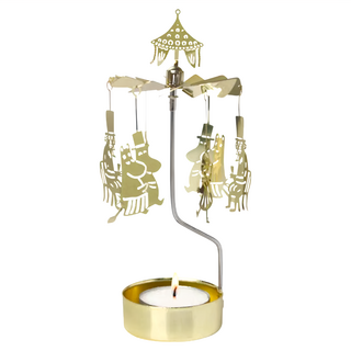 PLUTO DESIGN 旋轉燭座（附蠟燭） 16cm 金屬材質 瑞典設計, 嚕嚕米派對 金色