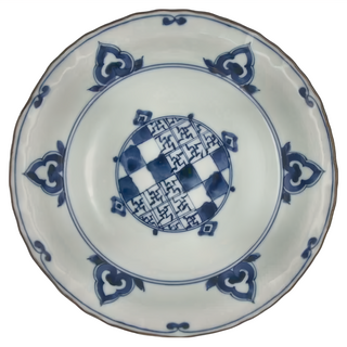 間取藍花皿 日本製, 8吋, 1個, 21.6 x 3.1cm, 白色 + 藍色