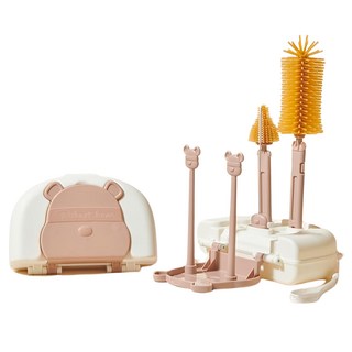 外出奶瓶刷7件組 咖啡色 - 奶瓶清潔刷、奶嘴刷套裝 外出便攜 多功能清潔, 2組