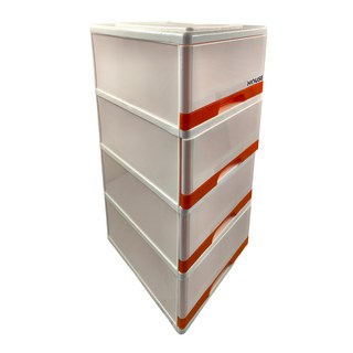 HOUSE 好室喵 采漾 4層收納櫃 塑膠抽屜收納箱, 450 x 315 x 780mm, 橘色, 1個