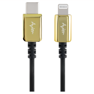 Avier CLASSIC USB C-Lightning 編織高速充電傳輸線，高強韌性聚酯纖維, 1.8m, 金色, 1條