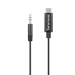 Saramonic 楓笛 3.5mm轉Type-C音源轉接線 20cm TRS公頭轉USB Type-C公頭, 黑色, 1條