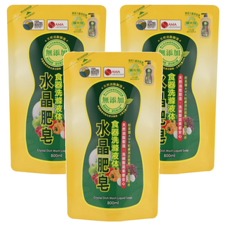 南僑水晶 水晶肥皂食器洗滌液体 補充包, 800ml, 3包