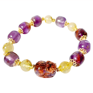 鈦晶紫幽靈貔貅手鍊 10mm, 混色