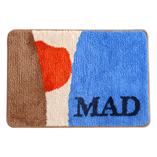 Romane corp. 絨毛腳踏墊 Ver.2 白色馬德里, 620 x 425mm, 白藍色馬德里馬龍款