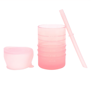 BUMKiNS 白金矽膠吸管杯 附蓋, 1組, 粉色, 210ml