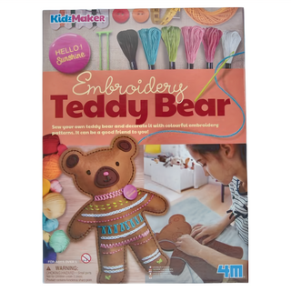 4M 繡花小熊 Set 自製泰迪熊與彩色刺繡圖案, 1盒, Multicolor
