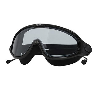 JIEHU大鏡框矽膠高清防水防霧泳鏡, 均碼, 黑色, 舒適貼合, 1個