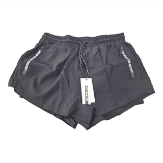 Resheir 雙層寬鬆兩用沙灘泳褲 - 速乾透氣, XL, 經典黑