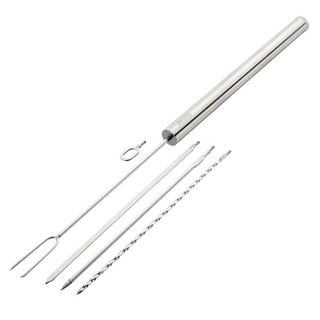 LOGOS 串燒達人組, 圓柱形外殼，直串叉、螺旋串叉、扁串叉、開口串叉、O型環, 不鏽鋼, 1組