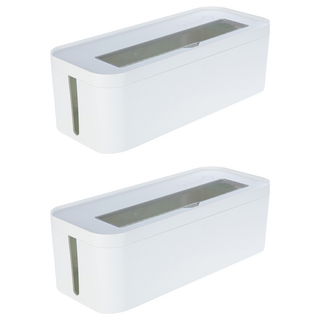 litem. 里特 電線收納盒 底部簍空設計 雙側開孔設計 透明蓋, 象牙白, 2個