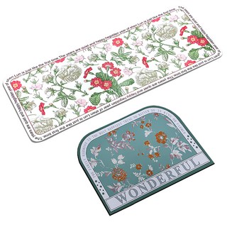 寢室安居 軟式珪藻土廚房地墊 1組 120 x 40cm + 60 x 40cm, 春曳飄飄 白色 + 藍綠色