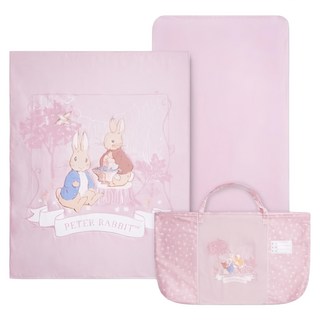 奇哥 悅讀比得兔床邊床三件式床組 被子 + 床包 + 提袋, 粉色