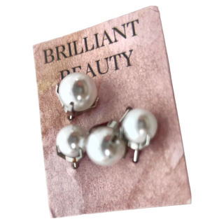 Brilliant Beauty 耀眼美人 珍珠 0.6cm + 0.7cm 醫療鈦鋼耳環