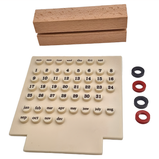 復古DIY套圈萬年曆, ABS材質一體成型, 高檔原木, 日曆安裝方便, 自己設定日期, 白色, 1個
