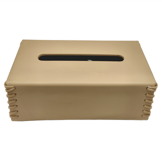 輕奢高級感手工皮革編織衛生紙盒, 奶茶色