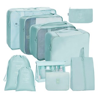 小麥購物 旅行防水衣物收納袋10件組, 1組, 湖藍色