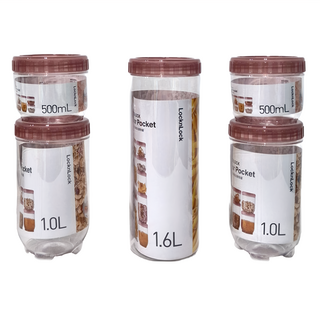 LocknLock 樂扣樂扣 新概念儲物罐5件組 5P-YRED-CN-6, 透明色, 1組