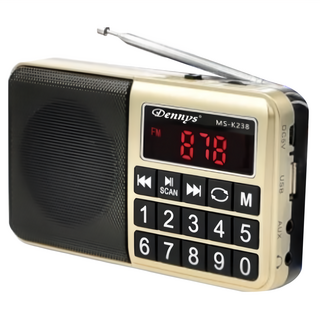 Dennys 丹尼斯 USB SD FM MP3隨身大字鍵插卡喇叭, MS-K238, 香檳金