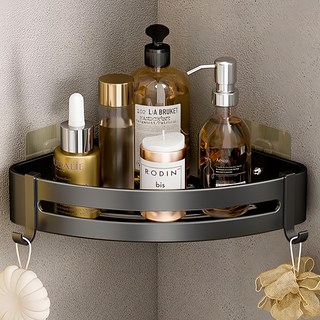 浴室置衣架 經典黑三角架(無痕貼片款), 經典黑, 1入