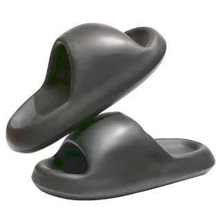 bebehome 元氣滿滿小胖饅頭 氣墊拖鞋, 厚底圓頭, 男女皆宜, 經典黑, 230mm