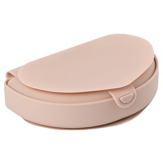 miniware 合掌包外出矽膠盒 - 可折疊收納, 食品級矽膠, 半月型分隔層, 約旦玫瑰, 1個, 外出矽膠盒