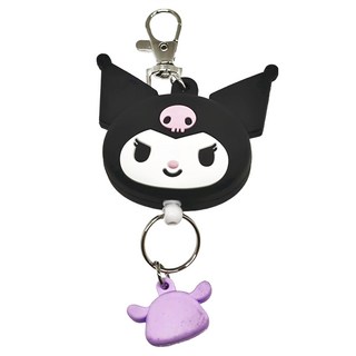 KUROMI 酷洛米 矽膠鑰匙圈 伸縮款, 庫洛米鑰匙圈 黑色 + 紫色, 1個
