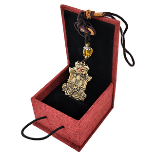 財神小舖 夯枷代刑枷鎖吊飾 消災解厄款 純銅 硫化處理 六字箴言珠 8mm, DSZ-5555, 1個