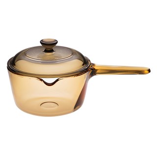 Corelle Brands 康寧餐具 Visions 單柄晶彩透明鍋 1L, 15cm, 黃色, 1個