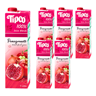 Tipco 100%石榴綜合果汁,6瓶,1L,無添加糖、防腐劑、色素及香料