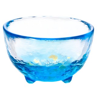津輕 日本 手作藍金沙清酒杯, 透明色/藍色, 1個