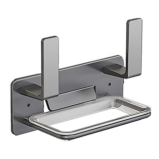 FAmILyLIFE 生活 航太鋁免打孔 L型瀝水盤鍋蓋架 免釘膠款, 神秘灰, 1個