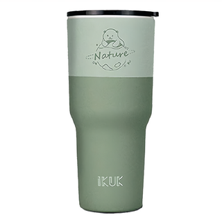 IKUK 艾可 900ml 保溫珍奶杯, 陶瓷內膽, 附吸管, 森林綠, 1個