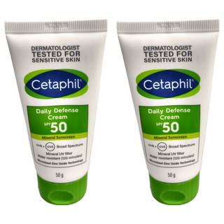 Cetaphil 舒特膚 Daily Defense SPF50 防曬霜 廣譜防護 防水（120分鐘）, 50g, 50ml, 2瓶