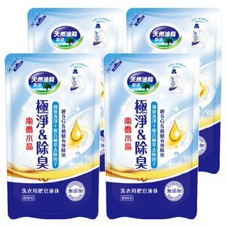 南僑水晶 極淨除臭 洗衣用肥皂液體 補充包, 800g, 4包