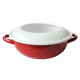 油炸鍋日式加厚琺瑯 附溫度計 3.1L, 23cm, 鍋子紅色 + 鍋蓋白色, 1個