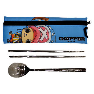 SHIERN-CHIU 廣億實業 海賊王 304不鏽鋼簡易餐具組 OPE-FS07, 湯匙 + 筷子 +收納袋, 1組, 銀色