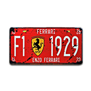 OPUS LOFT 純真年代 仿舊鐵皮車牌 法拉利 TP-022, 31 x 15 x 0.1cm