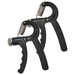 基礎款可調節握力器 Set, 10kg至60kg可調節範圍 旋鈕設計 防滑手柄, 15.5 x 10cm, 暗黑色, 2個