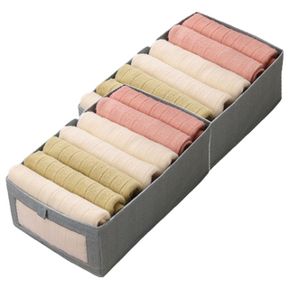 布藝衣服收納框, 網面透明視窗, 透氣防潮, 輕便可疊加, 整潔有序, 分類收納, 特大(27 x 45 x 17cm), 灰色, 2個