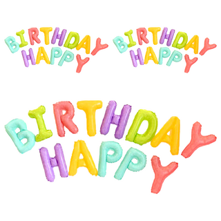 生活King 可懸掛生日快樂字母氣球 HAPPY BIRTHDAY Set，15款可選，優質鋁膜，漸層彩色/馬卡龍色, 3組