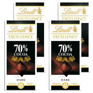 Lindt 瑞士蓮 EXCELLENCE 極醇系列 70% 黑巧克力片，100g，可可濃度70%, 4片