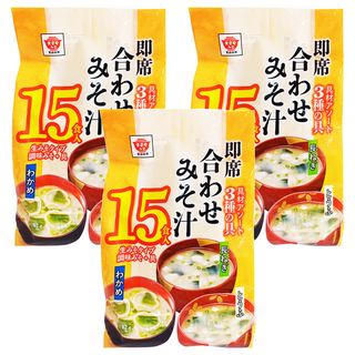 Masuya Miso 升屋 15食入綜合即食味噌湯 含3種食材：裙帶菜、豆腐和青蔥, 300g, 3袋